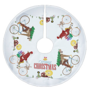 Falda Para El Árbol De Navidad De Poliéster Ir en bicicleta a la casa de la abuela - Falda par