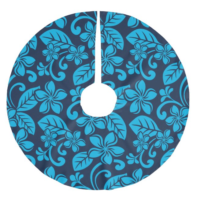 Falda Para El Árbol De Navidad De Poliéster ISLAND PLUMERIA (azul x 2) (Anverso)