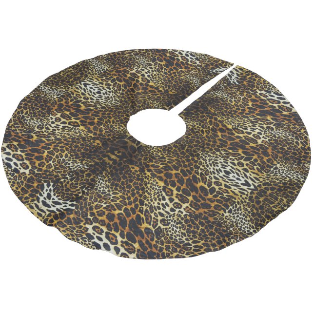 Falda Para El Árbol De Navidad De Poliéster Jaguar de impresión de animales salvajes (Angular)