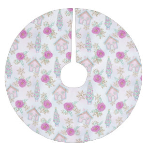 Falda Para El Árbol De Navidad De Poliéster Jengibre rosa de Navidad