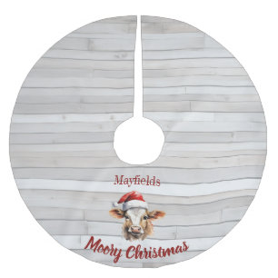 Falda Para El Árbol De Navidad De Poliéster Jersey Cow Barn Wood "Navidades moros"
