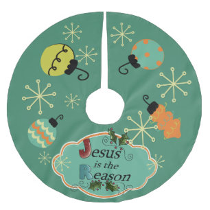 Falda Para El Árbol De Navidad De Poliéster Jesús es la falda del árbol de navidad de la razón