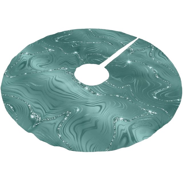 Falda Para El Árbol De Navidad De Poliéster Jewel Green Emerald Purpurinoso Glitzy (Angular)