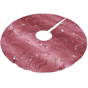 Falda Para El Árbol De Navidad De Poliéster Jewel Red Purpurinoso Glitz