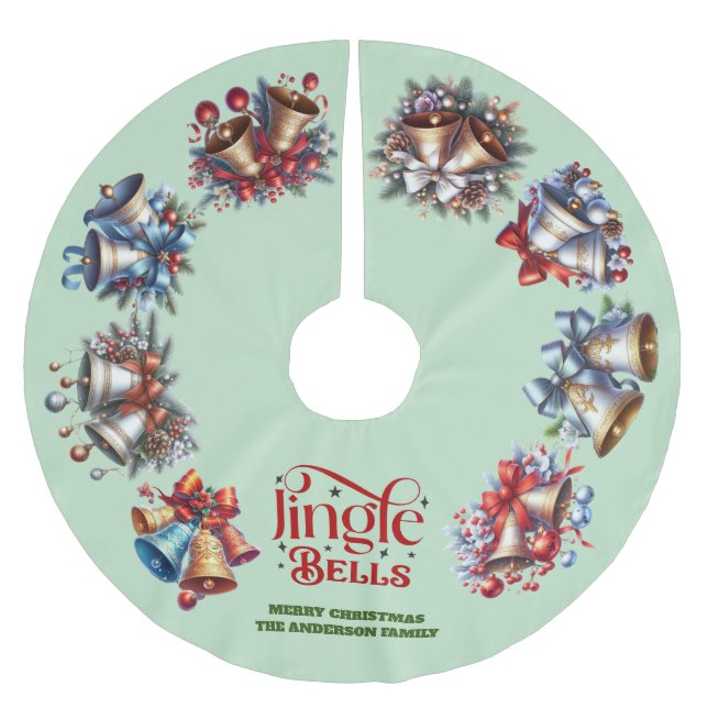 Falda Para El Árbol De Navidad De Poliéster Jingle Bells (Anverso)