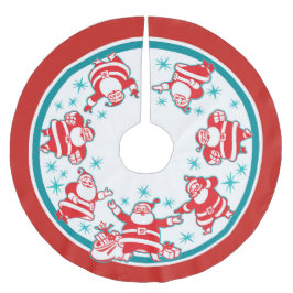 Falda Para El Árbol De Navidad De Poliéster Jolly Retro Santas