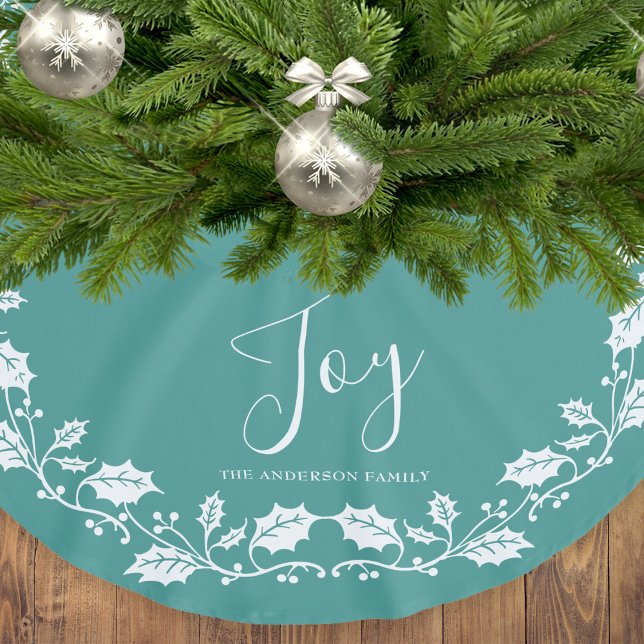 Falda Para El Árbol De Navidad De Poliéster Joy White Holly Navidades Verde azulados (Subido por el creador)