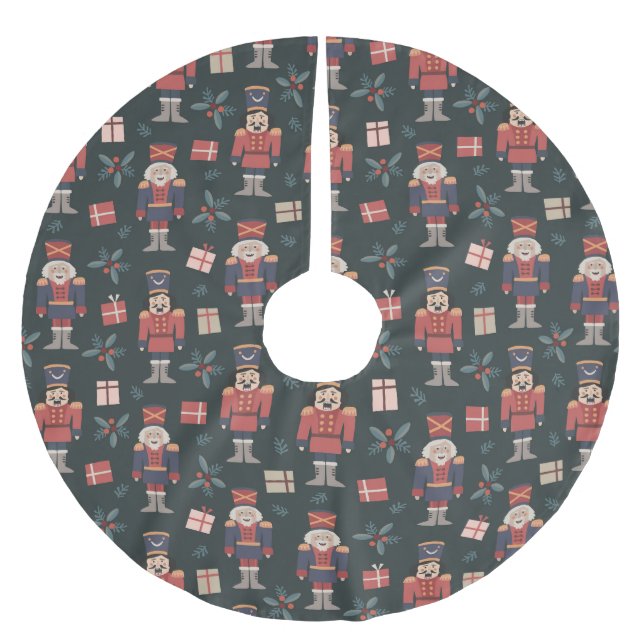 Falda Para El Árbol De Navidad De Poliéster Juguetes Nutcrackers (Anverso)