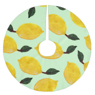 Falda Para El Árbol De Navidad De Poliéster Juicy Lemon Blueberries: Patada sin mar acuarela