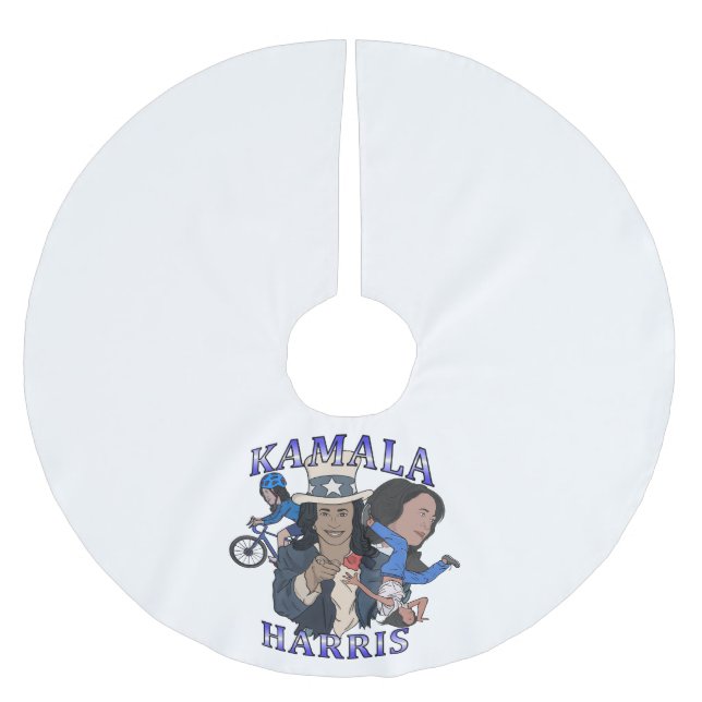 Falda Para El Árbol De Navidad De Poliéster Kamala Harris Bootleg Rap Style (Anverso)