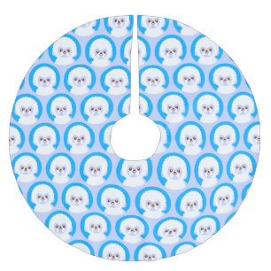 Falda Para El Árbol De Navidad De Poliéster La bola de nieve de la Frisa Bichon