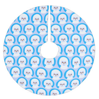 Falda Para El Árbol De Navidad De Poliéster La bola de nieve de la Frisa Bichon