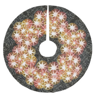 Falda Para El Árbol De Navidad De Poliéster La brújula Naranja roja Gemstone Diamante de imita