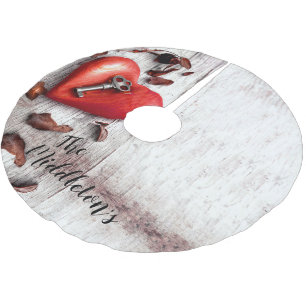 Falda Para El Árbol De Navidad De Poliéster La clave de madera del campo de la falda del árbol