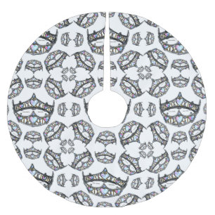 Falda Para El Árbol De Navidad De Poliéster La reina de los corazones de la plata cruza la are