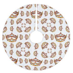 Falda Para El Árbol De Navidad De Poliéster La Reina de los Corazones de Oro Tiaras blanco