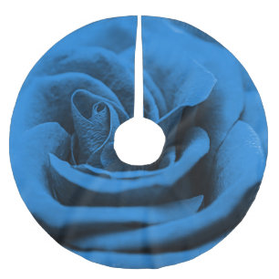 Falda Para El Árbol De Navidad De Poliéster La rosa roja azul, macrobelleza.