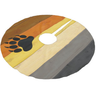 Falda Para El Árbol De Navidad De Poliéster La textura del suelo de madera de la bandera del O