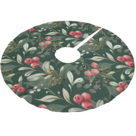 Falda Para El Árbol De Navidad De Poliéster La vegetación Berries Navidades tradicionales Verd