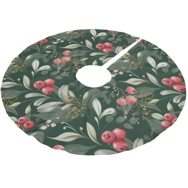 Falda Para El Árbol De Navidad De Poliéster La vegetación Berries Navidades tradicionales Verd (Angular)