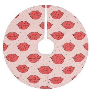 Falda Para El Árbol De Navidad De Poliéster labios personalizados: patrón de doodle feminista.