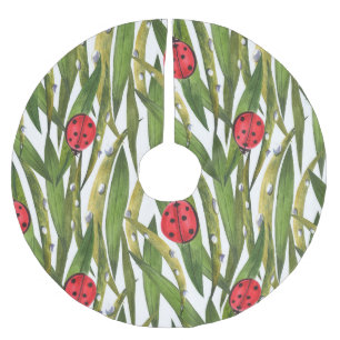 Falda Para El Árbol De Navidad De Poliéster Ladybugs: acuarela de fondo margarita.