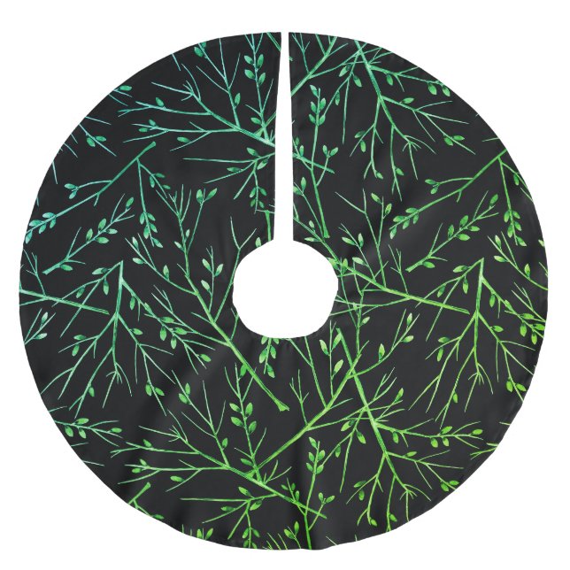 Falda Para El Árbol De Navidad De Poliéster Las pelucas verdes sobre el negro (Anverso)