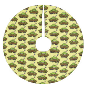 Falda Para El Árbol De Navidad De Poliéster Las ranas gobiernan rana de dibujos animados verde