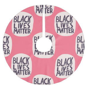 Falda Para El Árbol De Navidad De Poliéster Las vidas negras importan, el patrón caligráfico