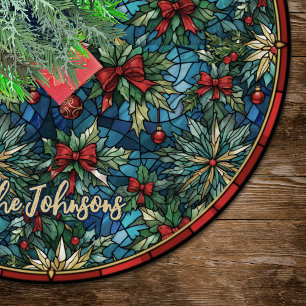 Falda Para El Árbol De Navidad De Poliéster Lazos de coqueta rojos lindos personalizados de vi