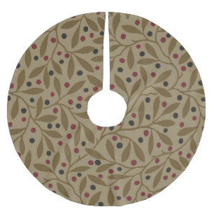 Falda Para El Árbol De Navidad De Poliéster Leaf Berry Classic Colored Bonito Pattern Art