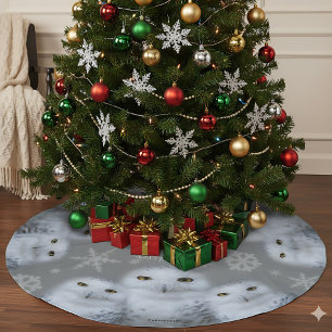 Falda Para El Árbol De Navidad De Poliéster Lechuza divertida que quiero para los Navidades de