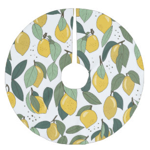Falda Para El Árbol De Navidad De Poliéster Lemon Tropical: Brillante Viña sin Marea