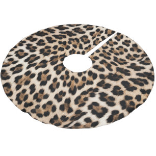 Falda Para El Árbol De Navidad De Poliéster Leopardo negro cremoso