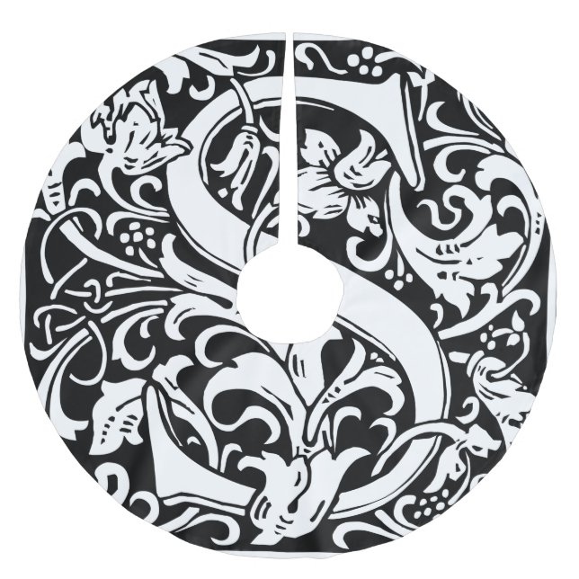 Falda Para El Árbol De Navidad De Poliéster Letra S Monograma medieval Art Nouveau (Anverso)