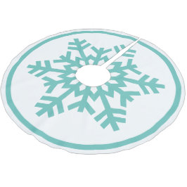 Falda Para El Árbol De Navidad De Poliéster Ligero copo de nieve azul verde turquesa Aqua sobr