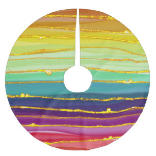 Falda Para El Árbol De Navidad De Poliéster Líneas del arcoiris: composición abstracta de lujo