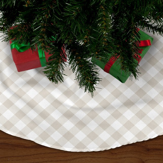 Falda Para El Árbol De Navidad De Poliéster Linen Beige Gingham (Subido por el creador)