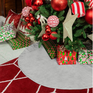Falda Para El Árbol De Navidad De Poliéster Liso Gris Claro