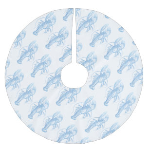 Falda Para El Árbol De Navidad De Poliéster Lobster azul