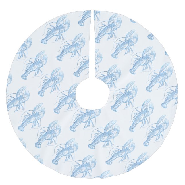 Falda Para El Árbol De Navidad De Poliéster Lobster azul (Anverso)