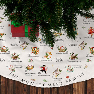 Falda Para El Árbol De Navidad De Poliéster Los 12 Días de Navidad   Monograma Navideño