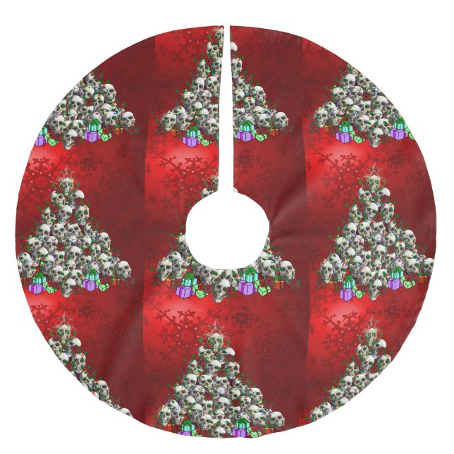 Falda Para El Árbol De Navidad De Poliéster Los cráneos del navidad (Anverso)