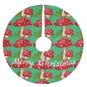 Falda Para El Árbol De Navidad De Poliéster Los hongos rojos de Amanita Thunder_Cove