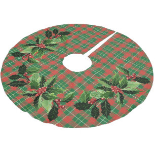Falda Para El Árbol De Navidad De Poliéster Los navidades ponen el verde en rojo