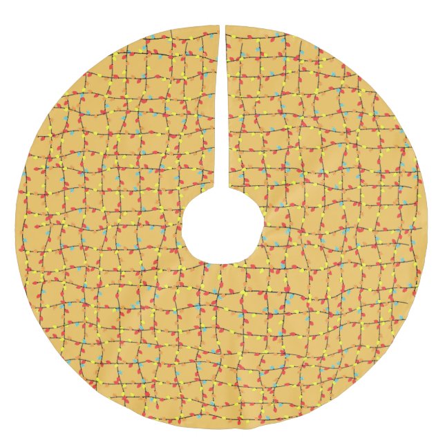 Falda Para El Árbol De Navidad De Poliéster Luces de Navidades merry y brillantes (Anverso)