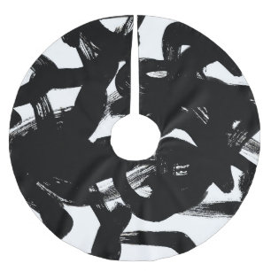 Falda Para El Árbol De Navidad De Poliéster Lujoso Arte de Oro: Resumen de Ataque Negro.