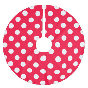 Falda Para El Árbol De Navidad De Poliéster Lunares Rojos