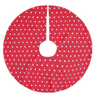 Falda Para El Árbol De Navidad De Poliéster Lunares Rojos y Blancos Sencillos