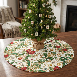 Falda Para El Árbol De Navidad De Poliéster Mahjong Navidad
